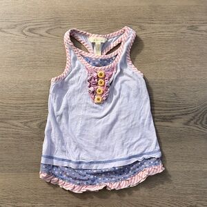 Matilda Jane Light Purple Tank Top with Pink Trim & Yellow Buttons
